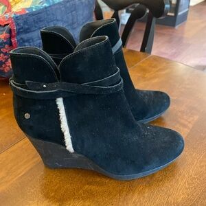 Ugg Alexandra Black Suede Wedge Ankle Boots